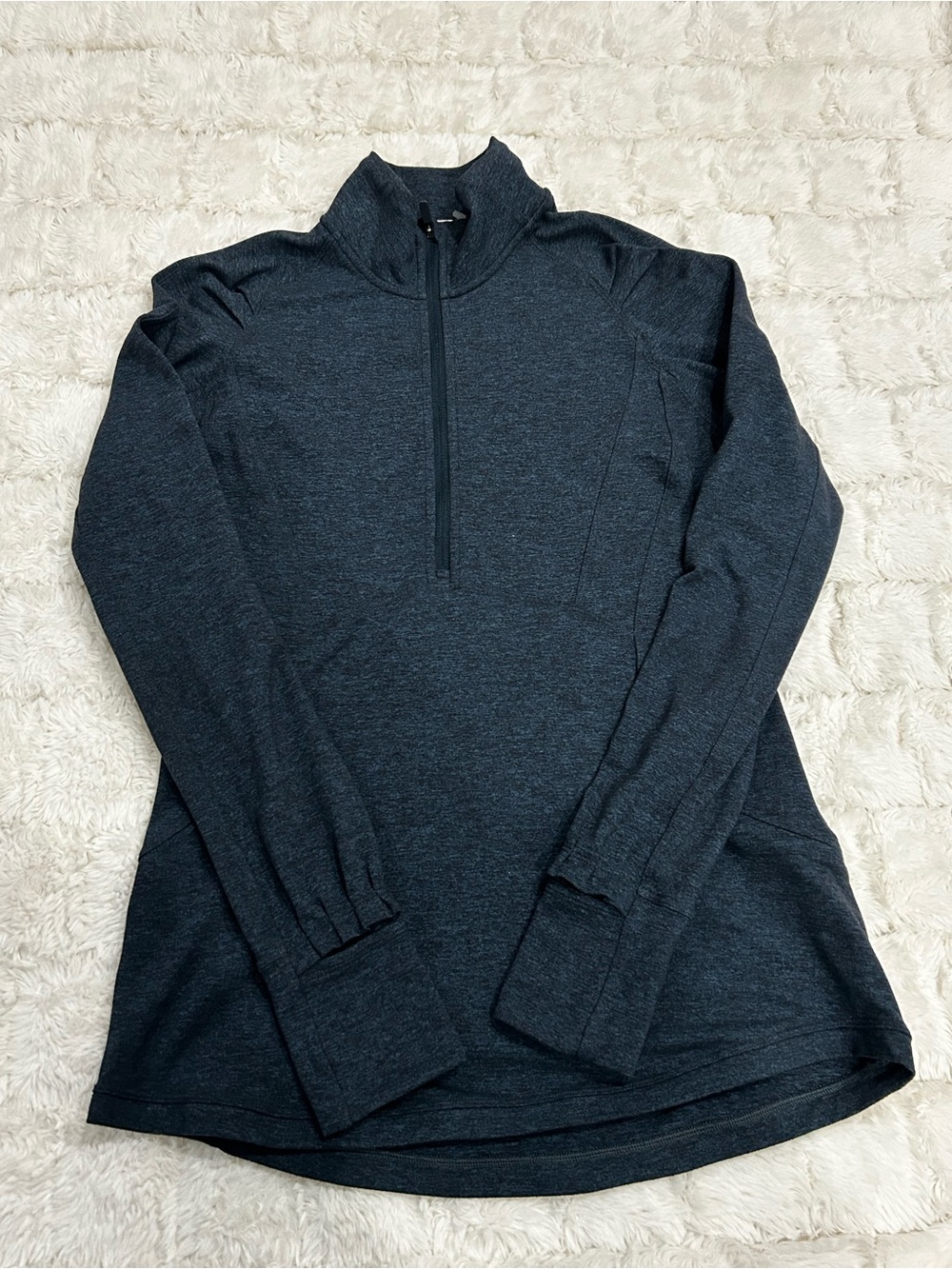 Lululemon Women’s Extra Mile 1/2 Zip Pullover Heathered Teal Black Size 8